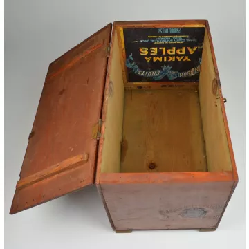 Vintage Hand Made Cherry Storage Crate - Lidded & Hinged - 11.625 Tall