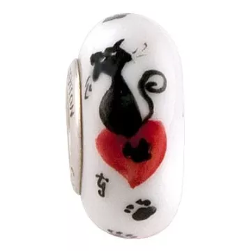 Fenton Art Glass Artisan Crafted Bead - Fenton the Feline - Sterling Silver Core