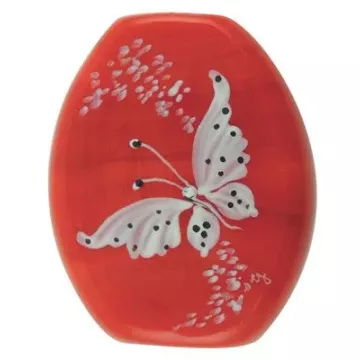 Fenton Artisan Crafted Glass Impression Bead - Chantilly Butterfly - 1.25 Oval