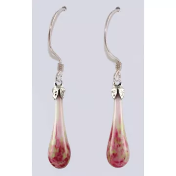 Fenton Art Glass - Mosaic Teardrop Earrings - Sweet Pea - Handcrafted
