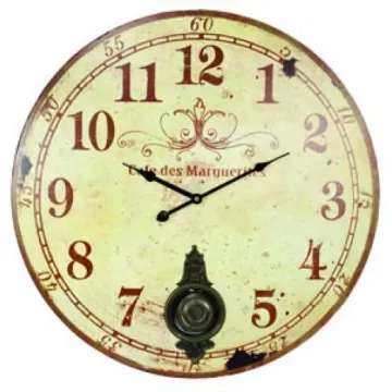 Large Hanging Wall Clock With Pendulum - Cafe Des Marguerites