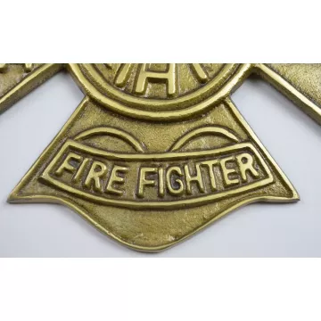 Firefighting Wall Plaque - Brass Covered Aluminum - 7.875 Wide