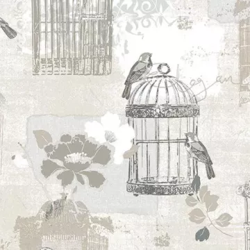 KE29946 Victorian Birdcage Wallpaper Black, Tan Kitchen Elements Norwall Wallcovering