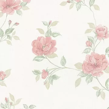 In Register Rose Trail Wallpaper Ivory, Blush, Pink Norwall Wallcovering MD29439