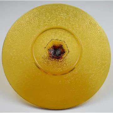 Vintage Amber Glass Tidbit Tray - 10.25 Round