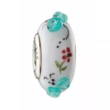 Fenton Art Glass Bead - Delightful Dragonfly - Sterling Silver Core