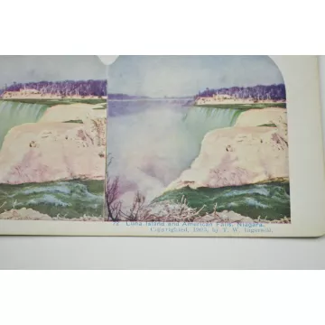 Stereoview By T. W. Ingersoll - No. 72 - Luna Island And American Falls, Niagara - Antique 1903