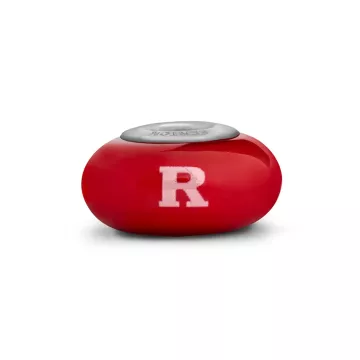 Fenton Red Glass Collegiate Bead - Rutgers - Sterling Silver Lined
