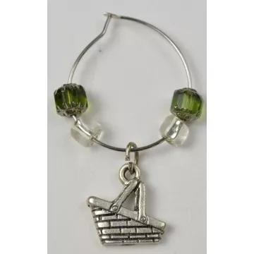 Silver Toned Double Handled Basket Charm