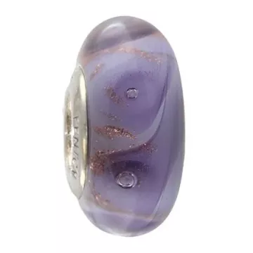 Fenton Art Glass Artisan Crafted Bead - Violet Eyes - Sterling Silver Lined