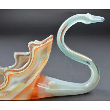 Decorative Art Glass Swan Shaped Planter - 6.5 Tall