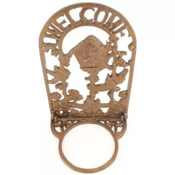 Cast Iron Welcome Plaque With Plant Holder - Bird Theme - 13 1/8 Tall
