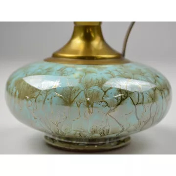 Vintage Delft Hand Painted Bud Vase - Pitcher Design With Brass Spout & Handle