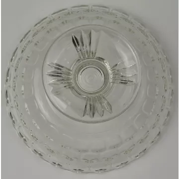 Clear Glass Block Pattern Compote - 10 Round