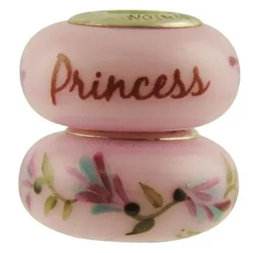 Fenton Art Glass Artisan Bead - Princess - Hand Painted & Sterling Silver Lined