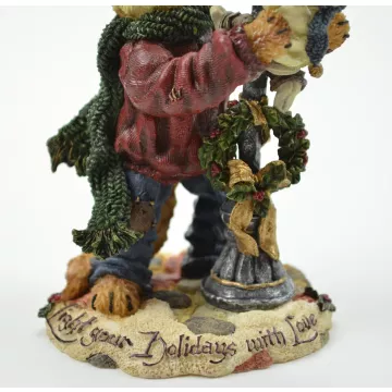 Boyds Bears Resin Cat Figurine - Mr. Fuzzywig And Sparky Holiday Glow