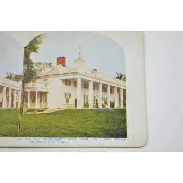 Antique Stereoview - No. 18 - Mt. Vernon Mansion, East Front. Gen. Geo. Washington's Old Home