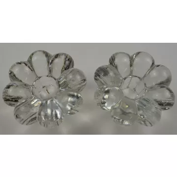 Clear Glass Candlestick Holders - Set Of Two - 2.125 Tall