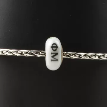 Fenton Art Glass Artisan Crafted Bead - Phi Mu - Sterling Silver Lined