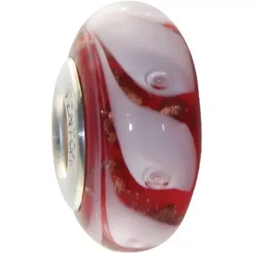 Fenton Artisan Crafted Encased Glass Bead Miss Scarlet - Sterling Silver Lined