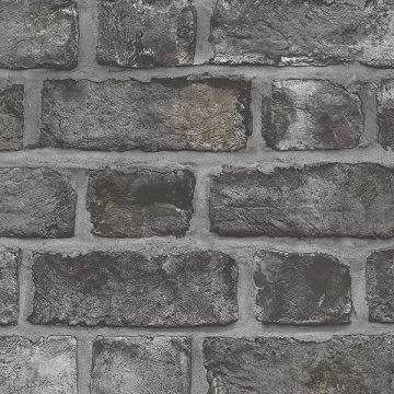FH37519 Farmhouse Brick Wallpaper Black, Charcoal, Carbon Living Norwall Wallcovering
