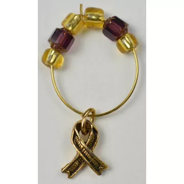 Gold Toned Basket Charm - Breast Cancer Ribbon