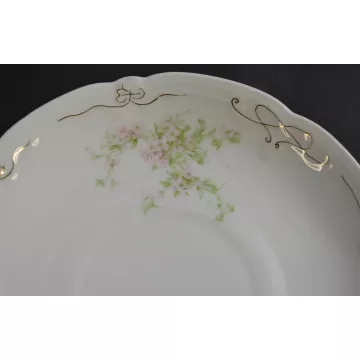 PS Bavarian Porcelain China Saucer - Pink Floral Pattern - Bavaria Germany