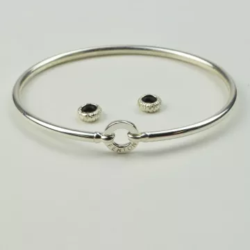 Fenton Art Glass - Sterling Silver Bangle Bracelet - 7 1/2 - Handcrafted