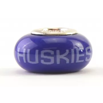 Fenton Blue Glass Collegiate Bead - UConn - Sterling Silver Lined