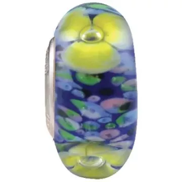 Fenton Art Glass Bead - Monet's Petite Water Lilies - Sterling Silver Lined