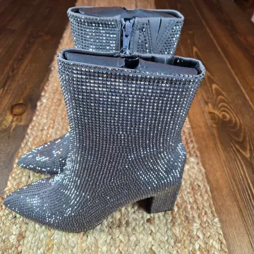 Women's Cassidy Rhinestone Ankle Boots Block Heel Bootie