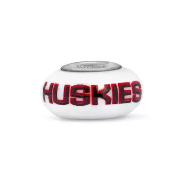 Fenton Milk Glass Collegiate Bead - UConn Huskies - Sterling Silver Lined