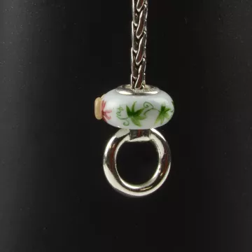 Fenton Art Glass Artisan Crafted Bead - Alpha Phi - Sterling Silver Lined