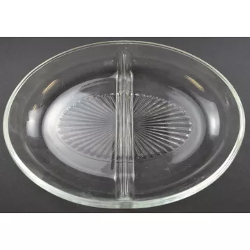 Clear Glass Two Part Relish Dish - 8.75 Wide