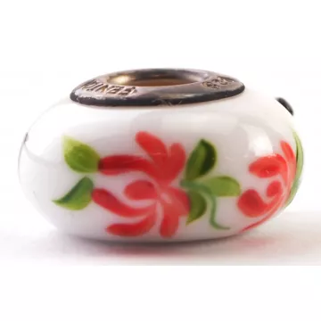 Fenton Art Glass Artisan Crafted Bead - Alpha Omicron Pi - Sterling Silver Lined