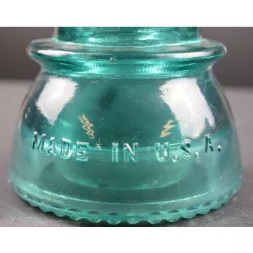 Vintage Hemingray No. 42 Teal Green Glass Insulator - 4.375 Tall