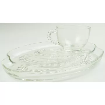 Federal Glass - Homestead Pattern - Snack Cup & Plate Set