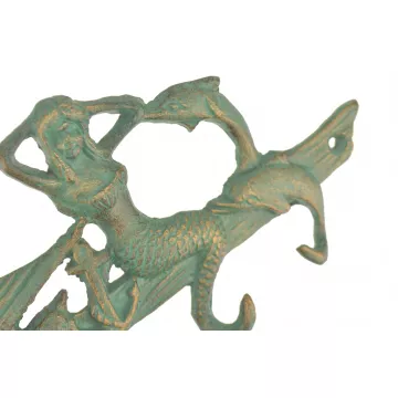 Metal Wall Hook Rack - Mermaid & Dolphins - 7.375 Wide