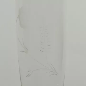 Clear Glass Bud Vase - Etched Floral Pattern - 9.75  Tall