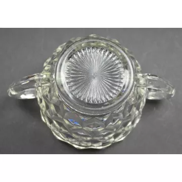 Jeannette Glass - Cube Clear Pattern - Open Sugar - 2.375 Tall