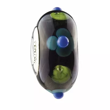 Fenton Art Glass Bead - Nighttime Garden - Sterling Silver Core