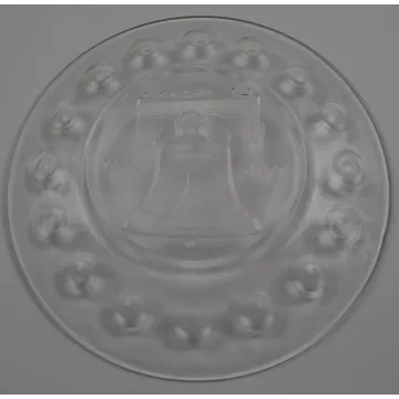 Clear Glass Bicentennial Plate - Liberty Bell - 1776 - 1976 - 8 Round