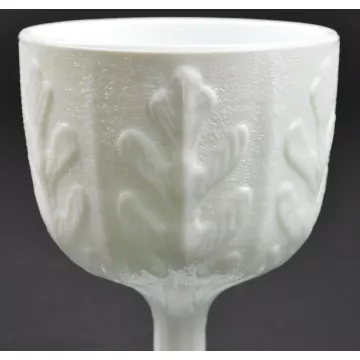 FTD - Milk Glass Leaf Pattern - Footed Compote Planter - 4.375 Round