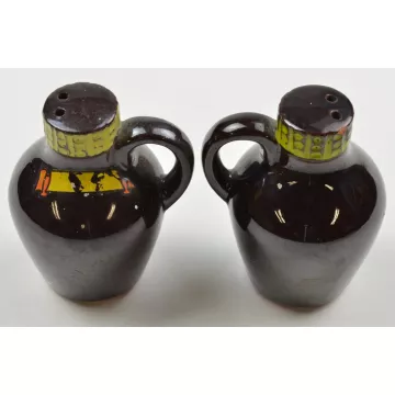 Vintage Brown Jug Ceramic Salt & Pepper Shakers - 3 Tall