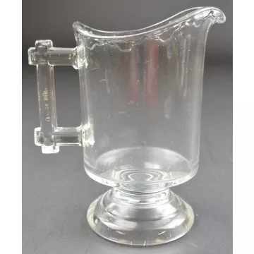Clear Glass Creamer Pitcher - Drip Pattern & Wood Style Handle - 5.625 Tall