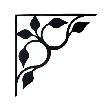 Wall Shelf Bracket Pair Of 2 - Leaf Fan Pattern - Wrought Iron - 9.25 Long