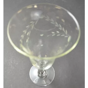 Clear Champagne Glass - Etched Vine & Ball Pattern - 6.375 Tall