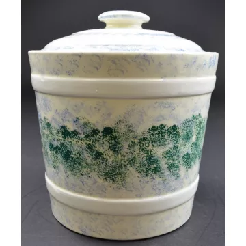 Vintage Floral Pattern Lidded Canister - 8.25 Tall