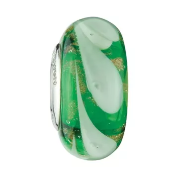 Fenton Art Glass Artisan Bead - Celtic Feathers - Sterling Silver Lined