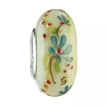 Fenton Art Glass Artisan Bead - Field of Flowers - Sterling Silver Core